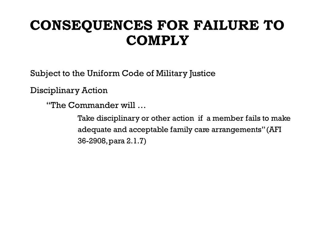 consequences for failure to comply