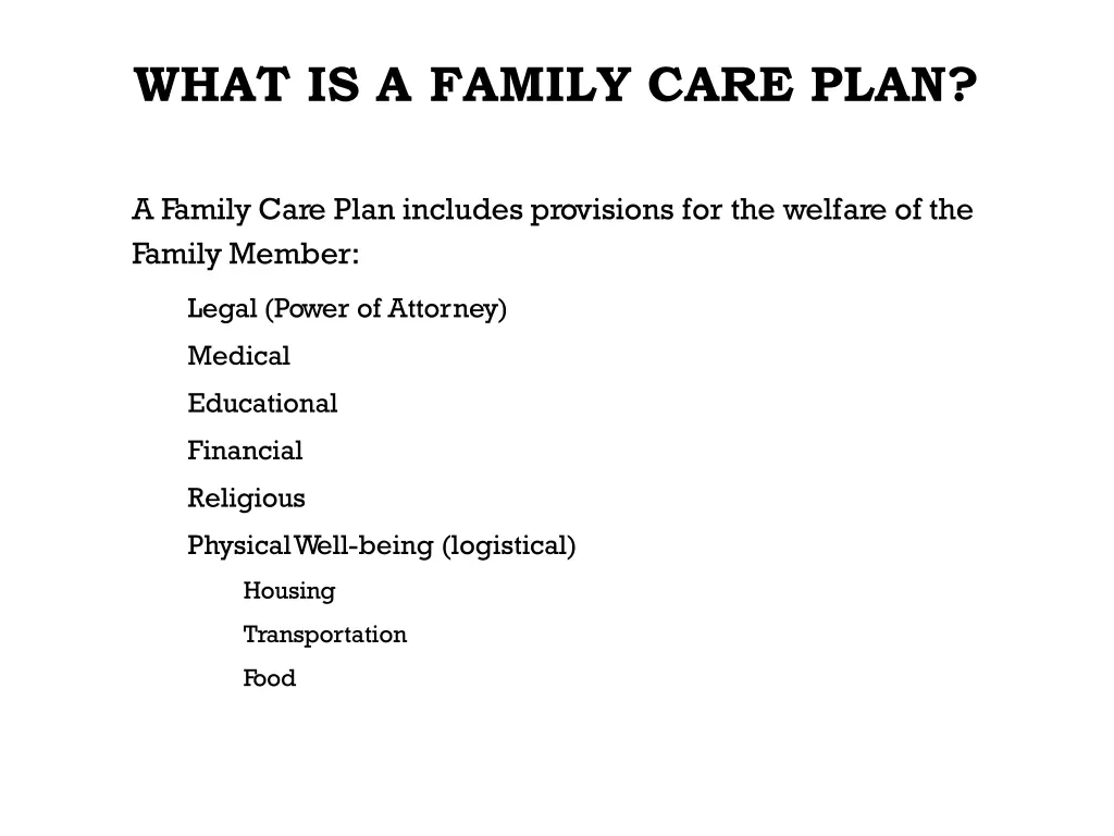 what is a family care plan 1