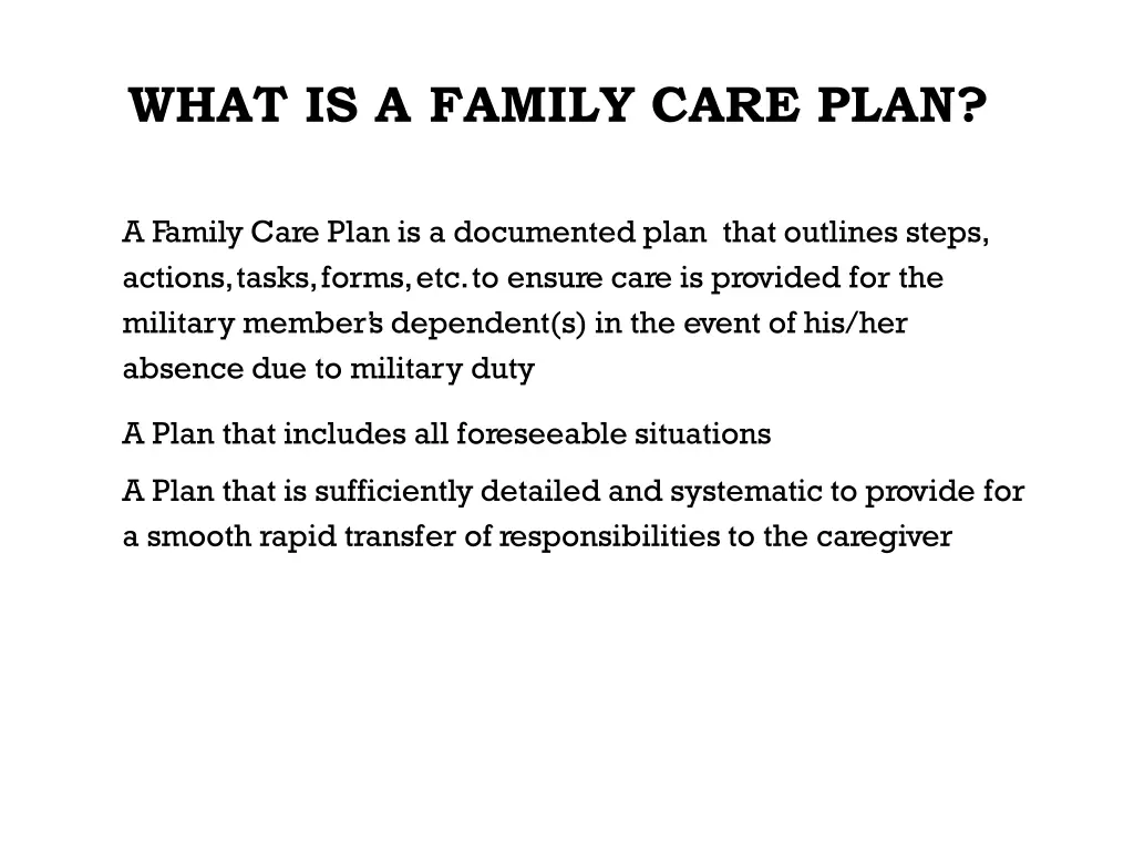 what is a family care plan