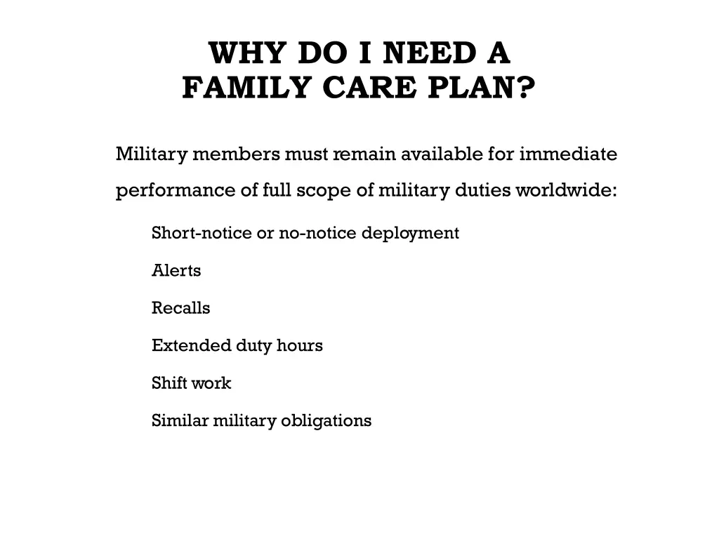 why do i need a family care plan