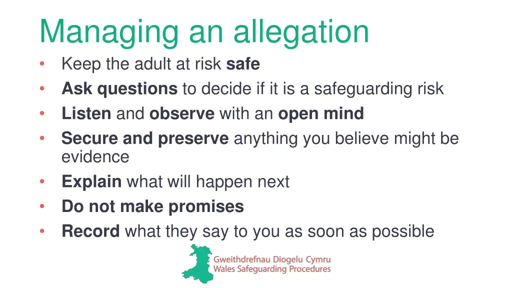 managing an allegation keep the adult at risk