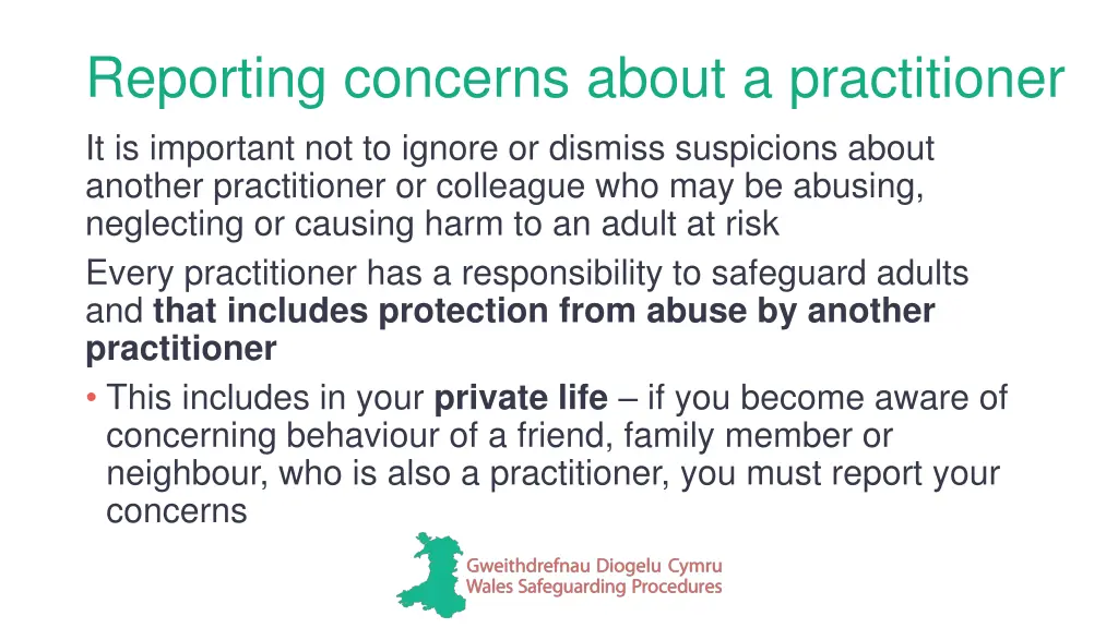 reporting concerns about a practitioner