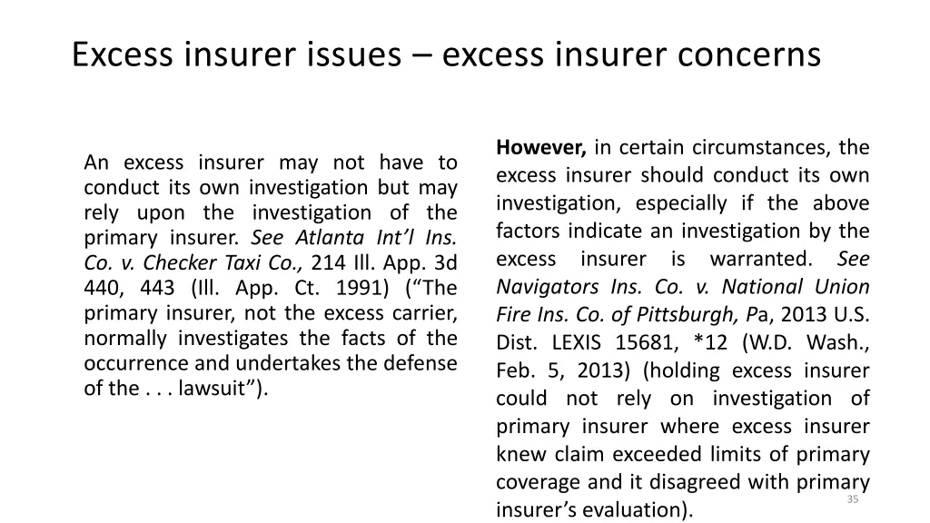 excess insurer issues excess insurer concerns 1