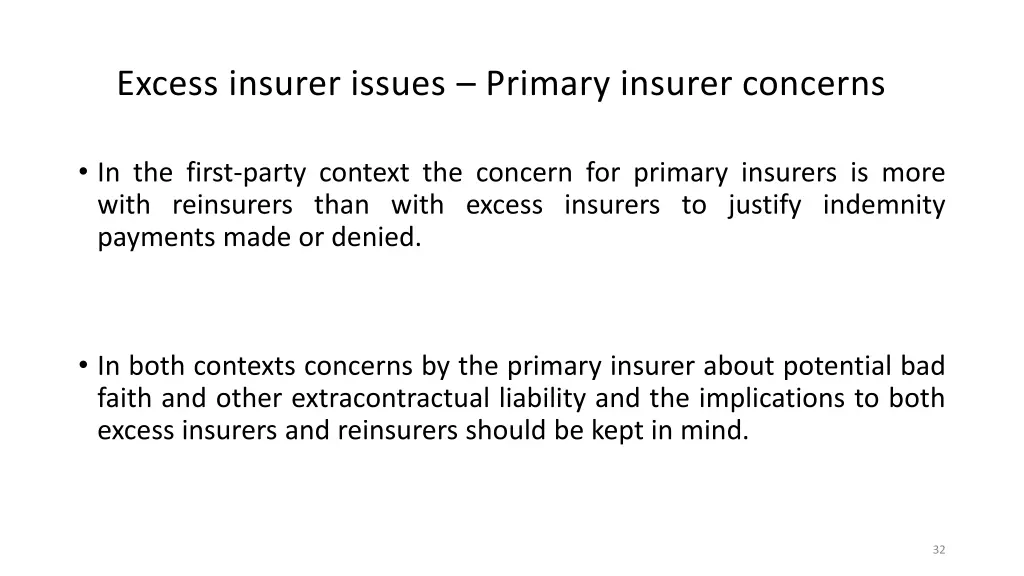 excess insurer issues primary insurer concerns 1