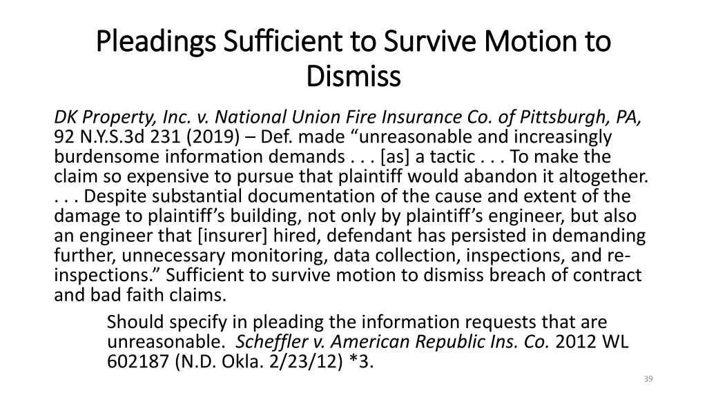 pleadings sufficient to survive motion