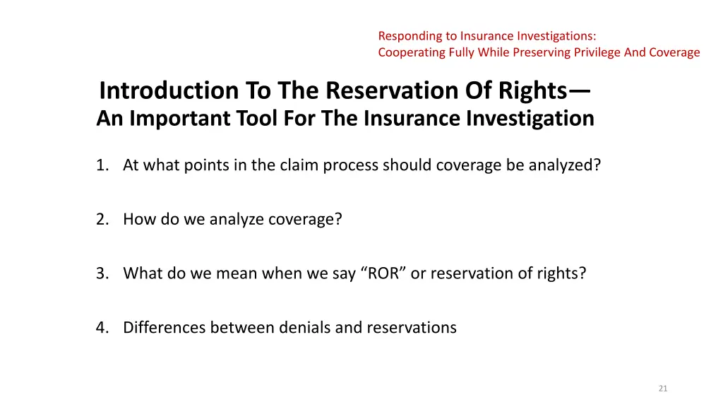 responding to insurance investigations