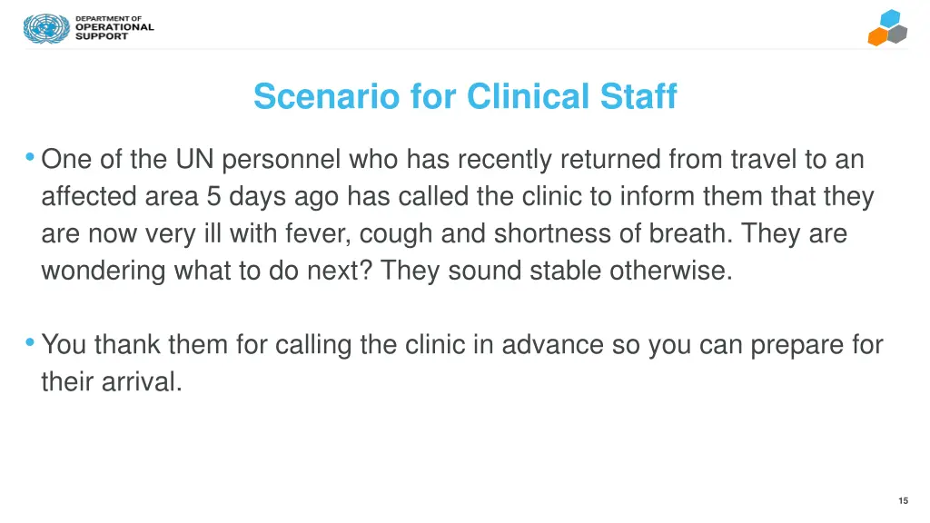 scenario for clinical staff