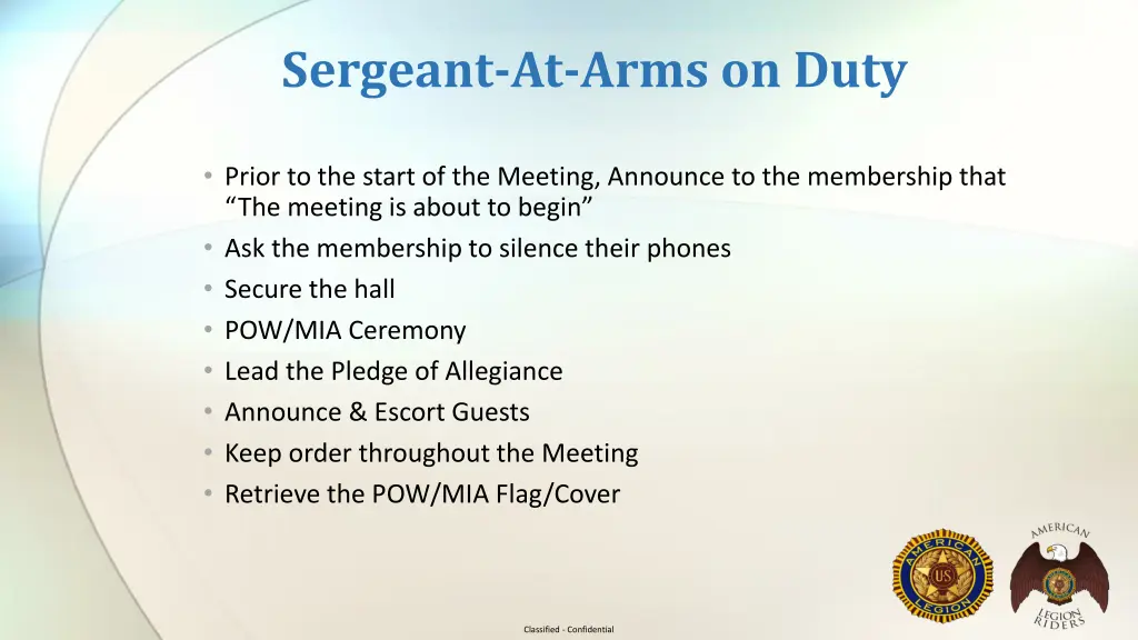 sergeant at arms on duty