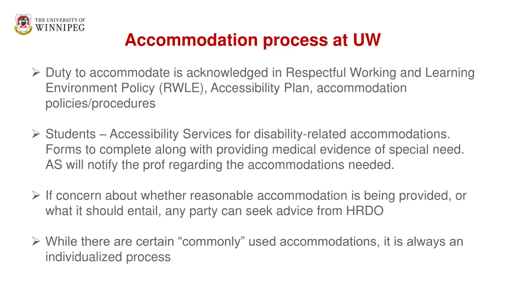 accommodation process at uw