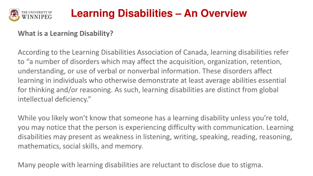 learning disabilities an overview