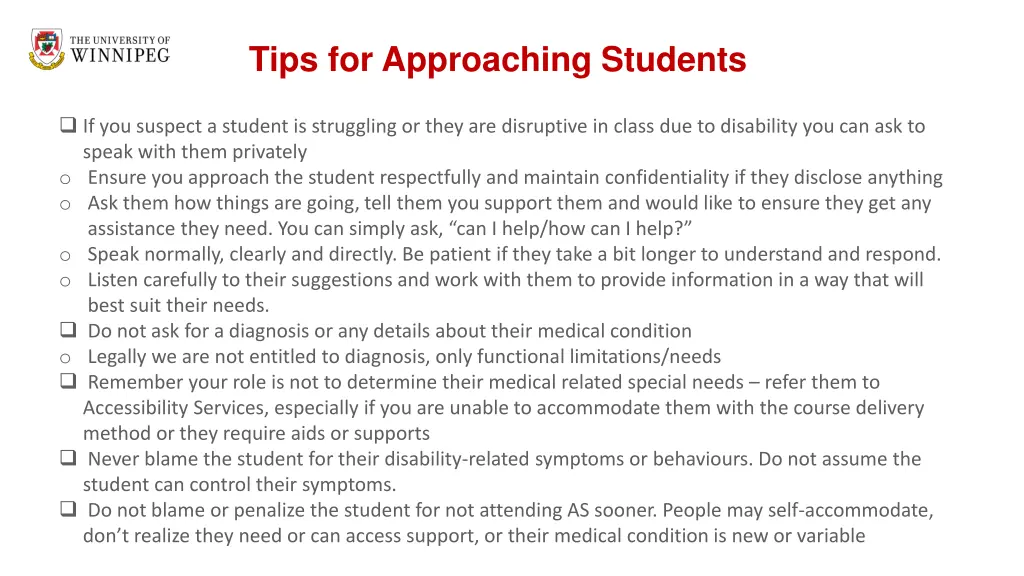 tips for approaching students