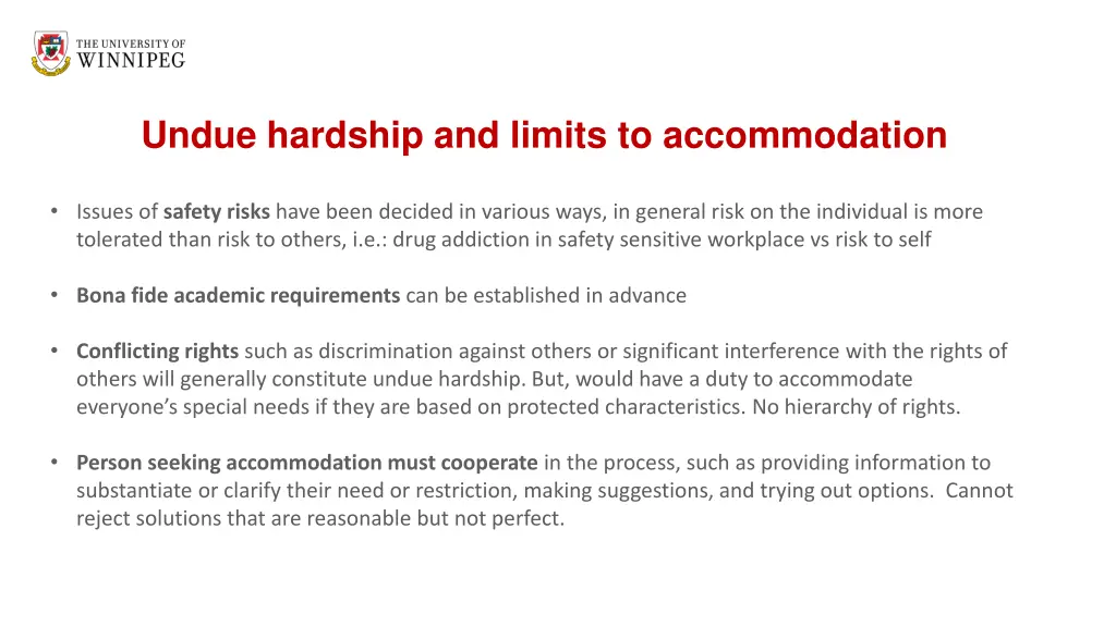 undue hardship and limits to accommodation