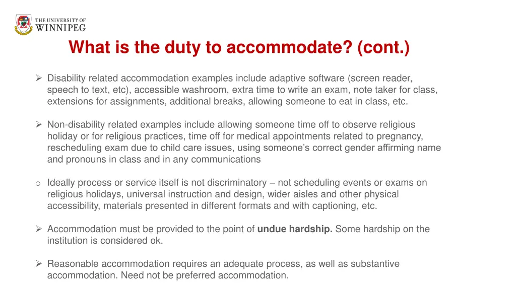 what is the duty to accommodate cont