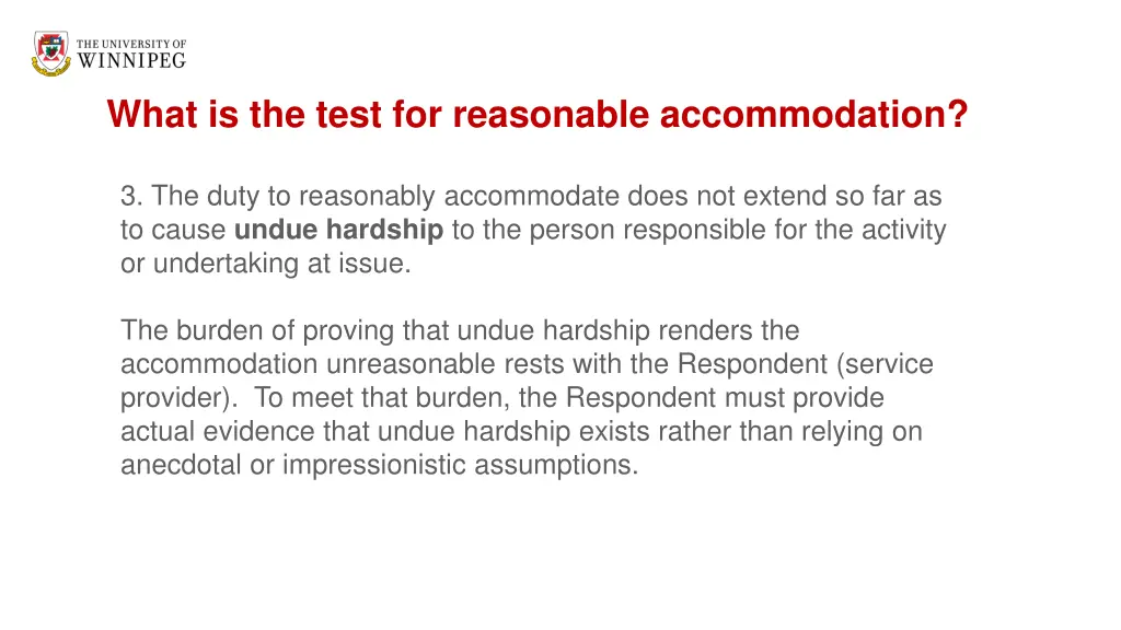 what is the test for reasonable accommodation 1