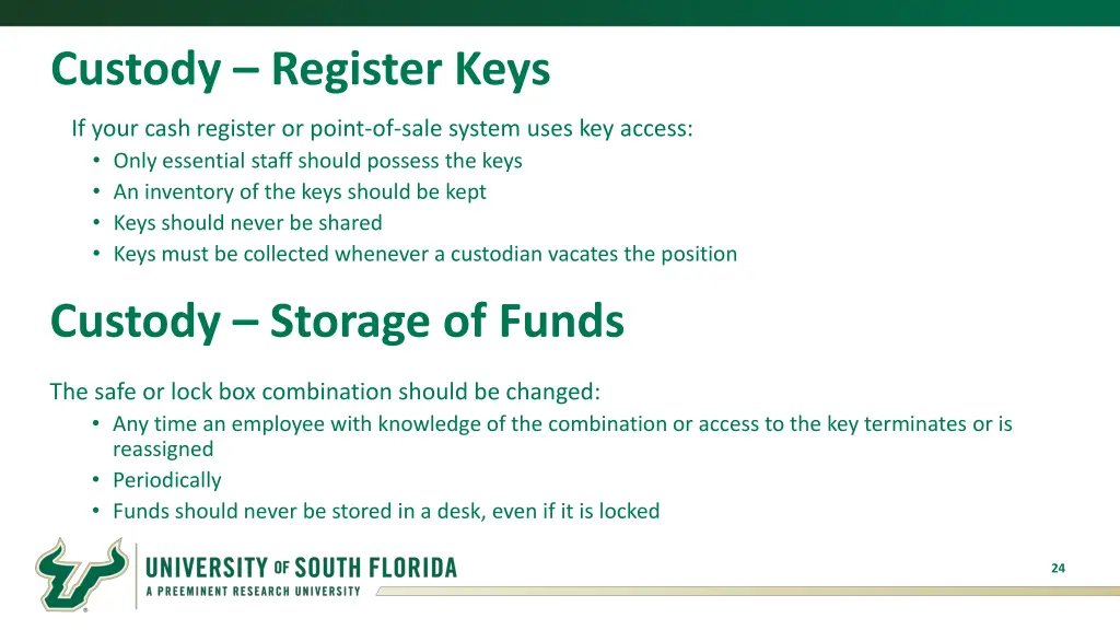 custody register keys