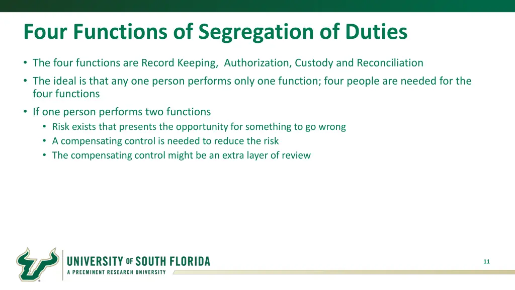 four functions of segregation of duties