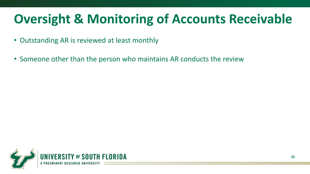 oversight monitoring of accounts receivable