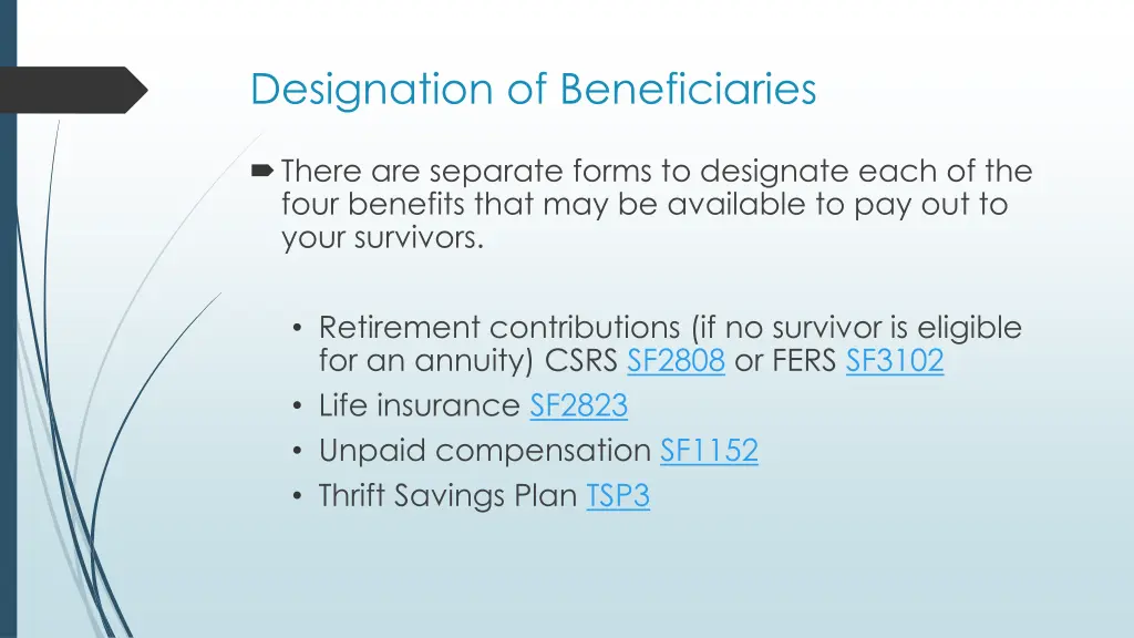 designation of beneficiaries 1