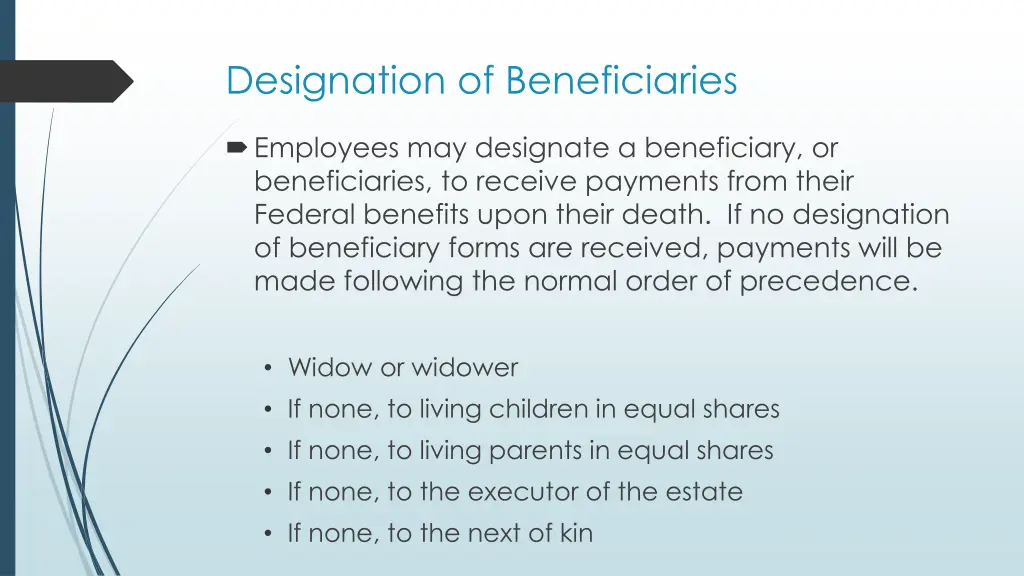 designation of beneficiaries