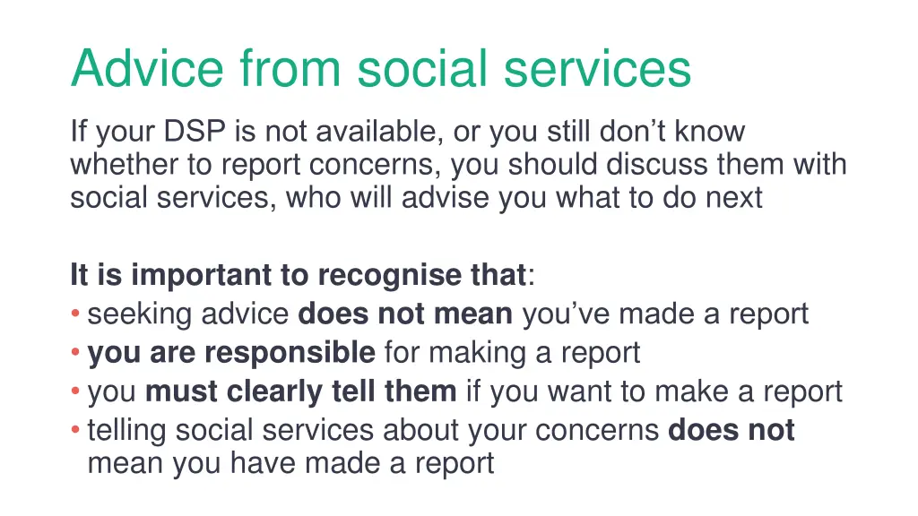 advice from social services