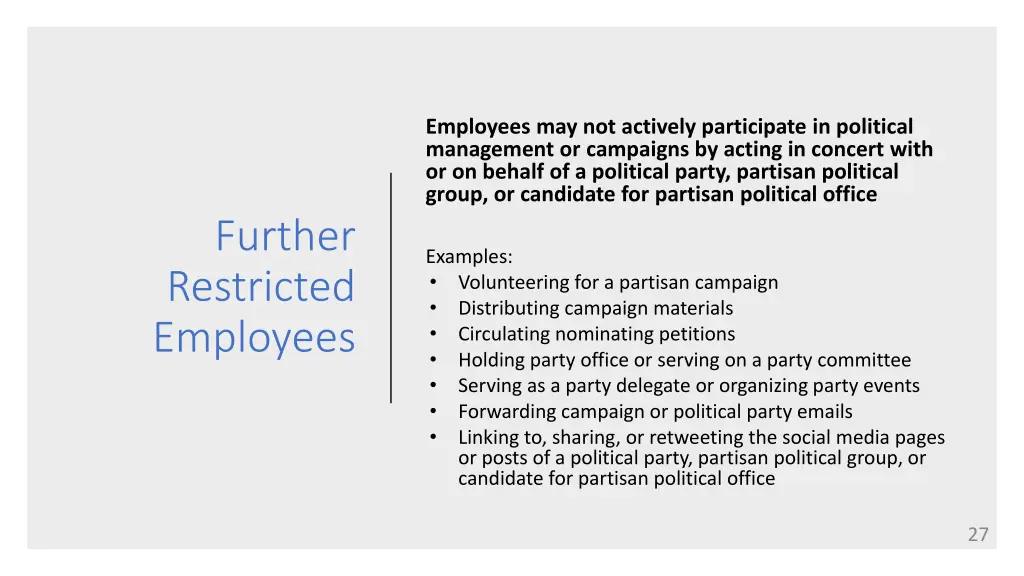 employees may not actively participate