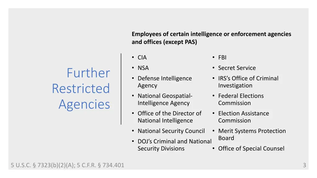 employees of certain intelligence or enforcement