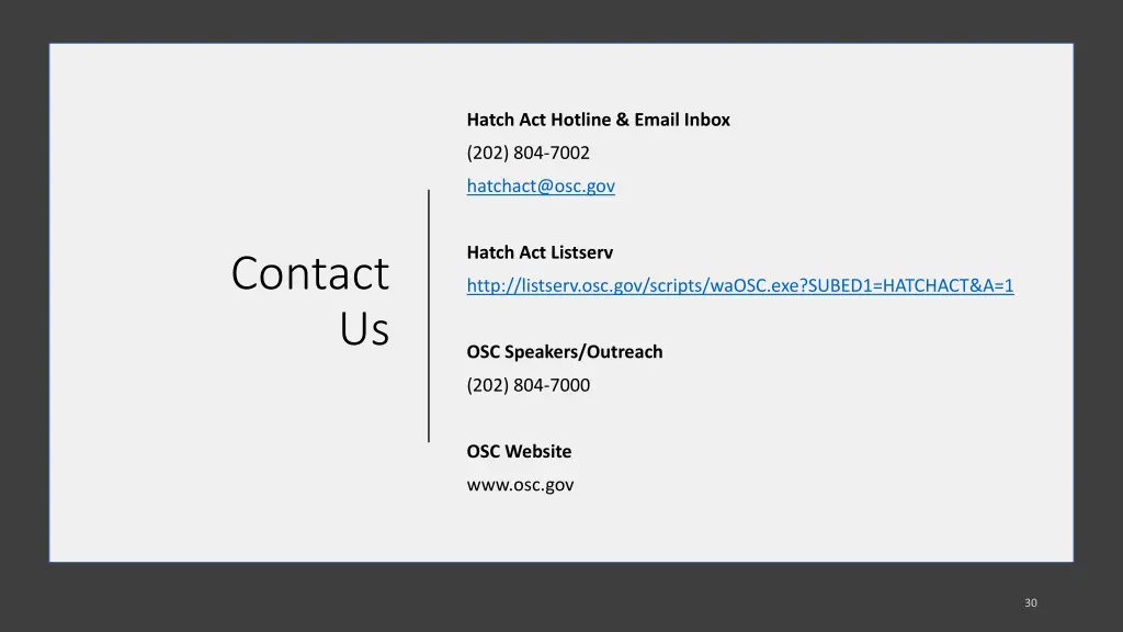 hatch act hotline email inbox