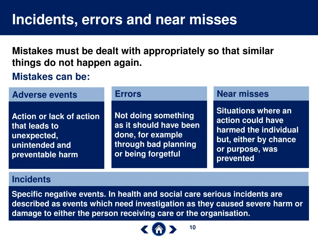 incidents errors and near misses