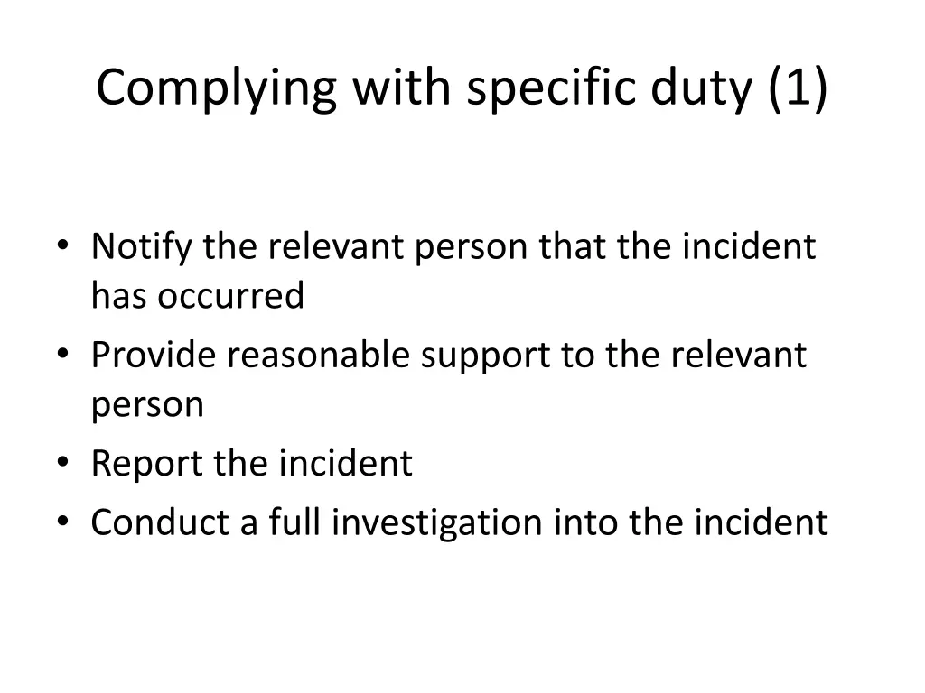 complying with specific duty 1