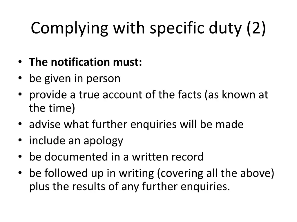 complying with specific duty 2