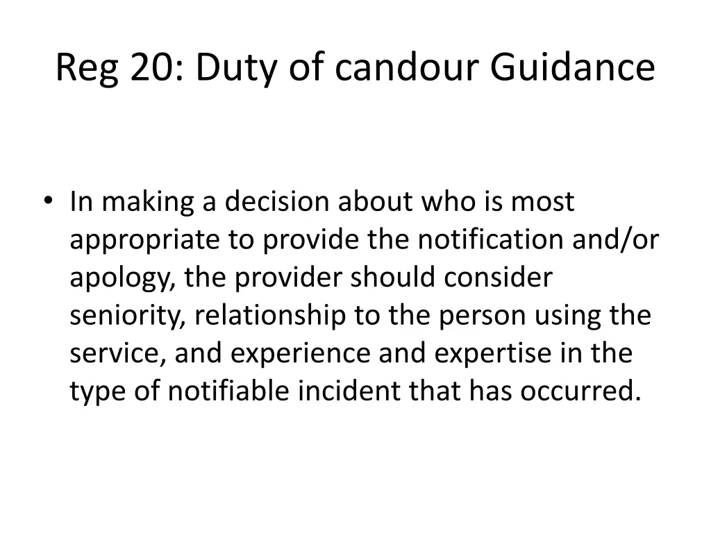 reg 20 duty of candour guidance