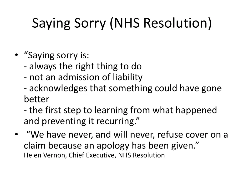 saying sorry nhs resolution