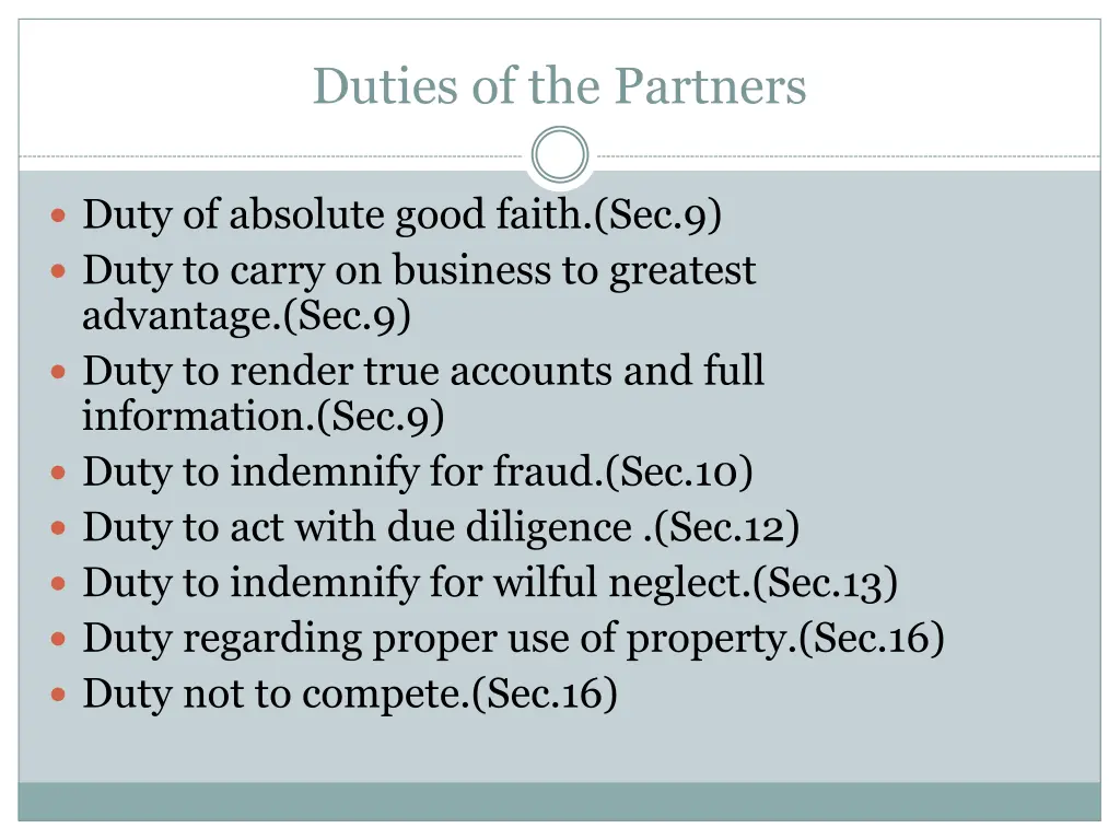 duties of the partners