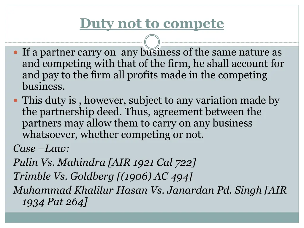 duty not to compete