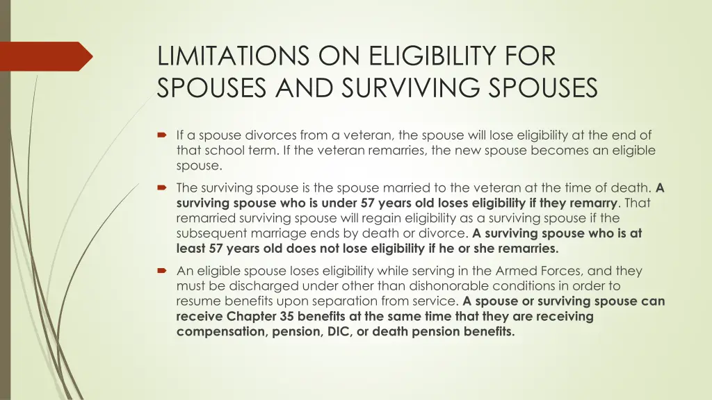 limitations on eligibility for spouses