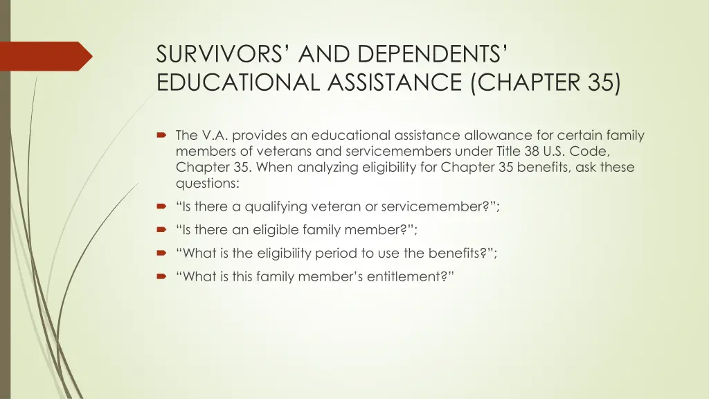 survivors and dependents educational assistance