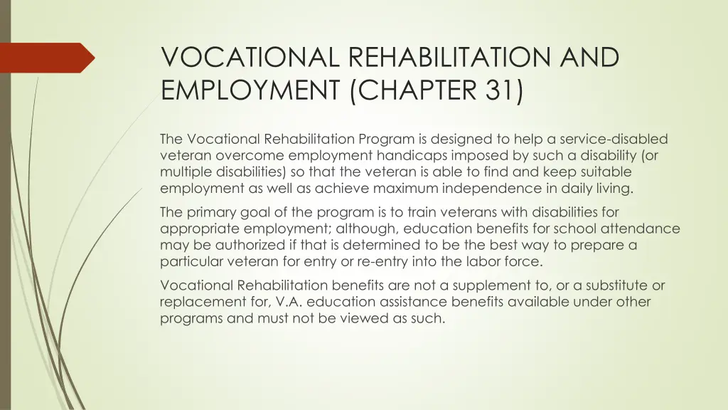 vocational rehabilitation and employment chapter