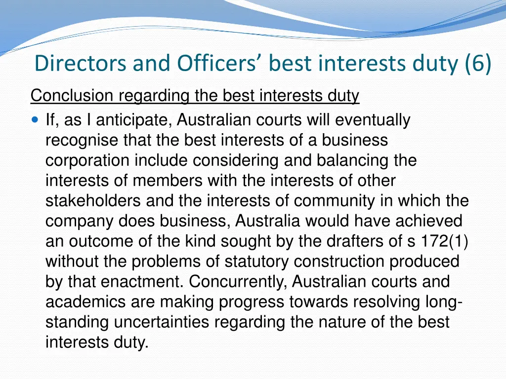 directors and officers best interests duty 5