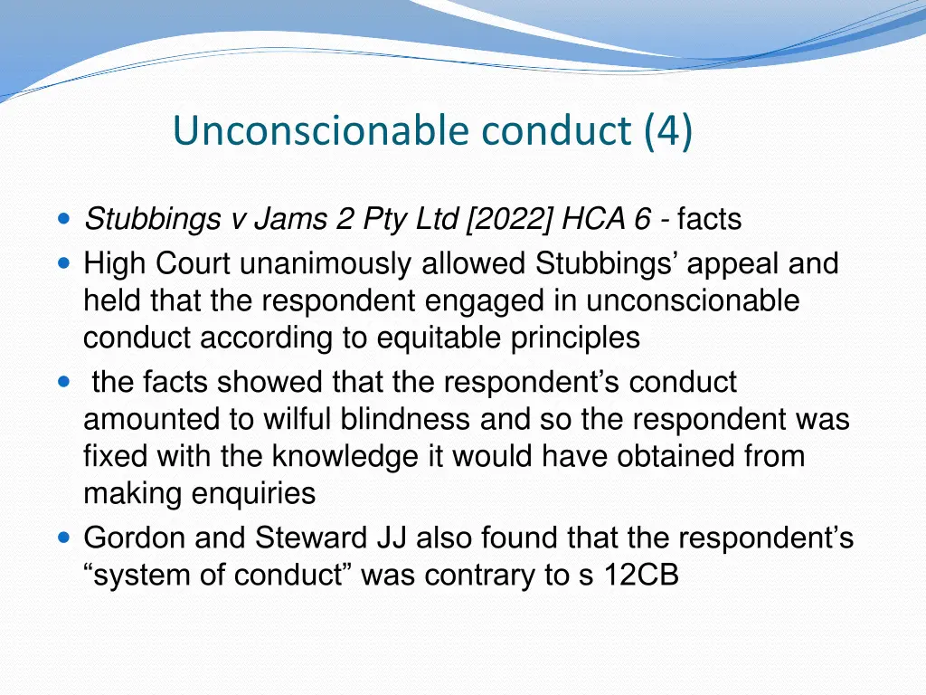 unconscionable conduct 4