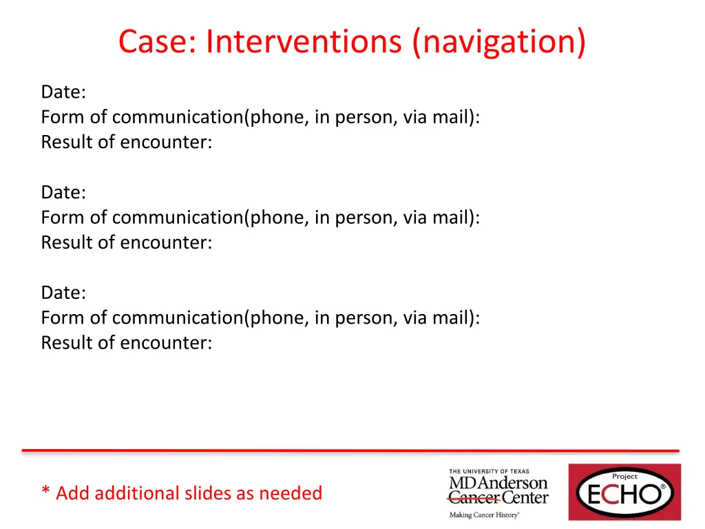 case interventions navigation