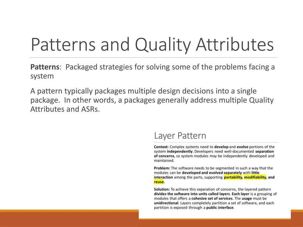 patterns and quality attributes