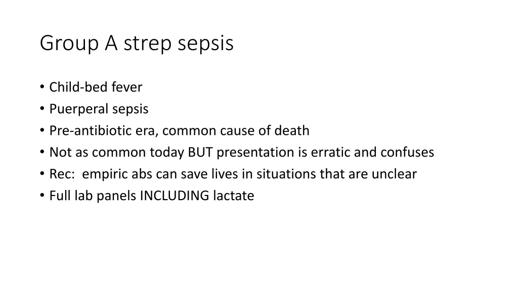 group a strep sepsis