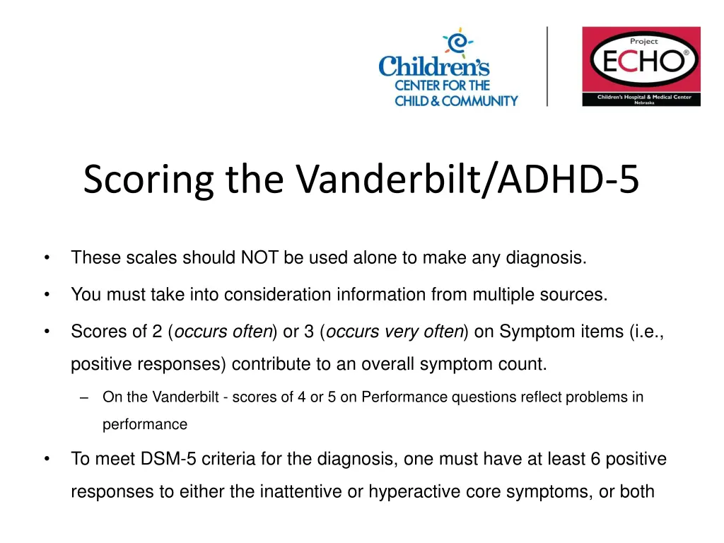 scoring the vanderbilt adhd 5