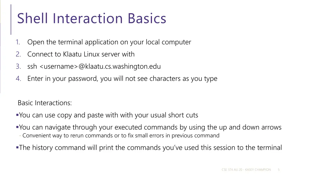 shell interaction basics