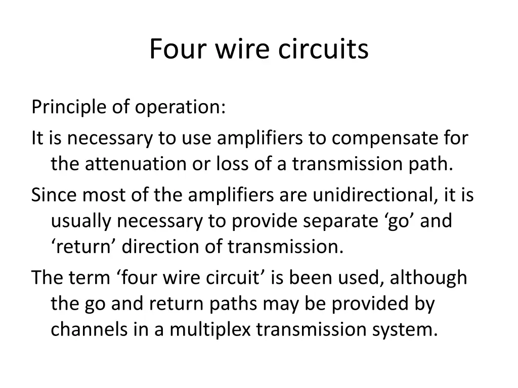 four wire circuits 1