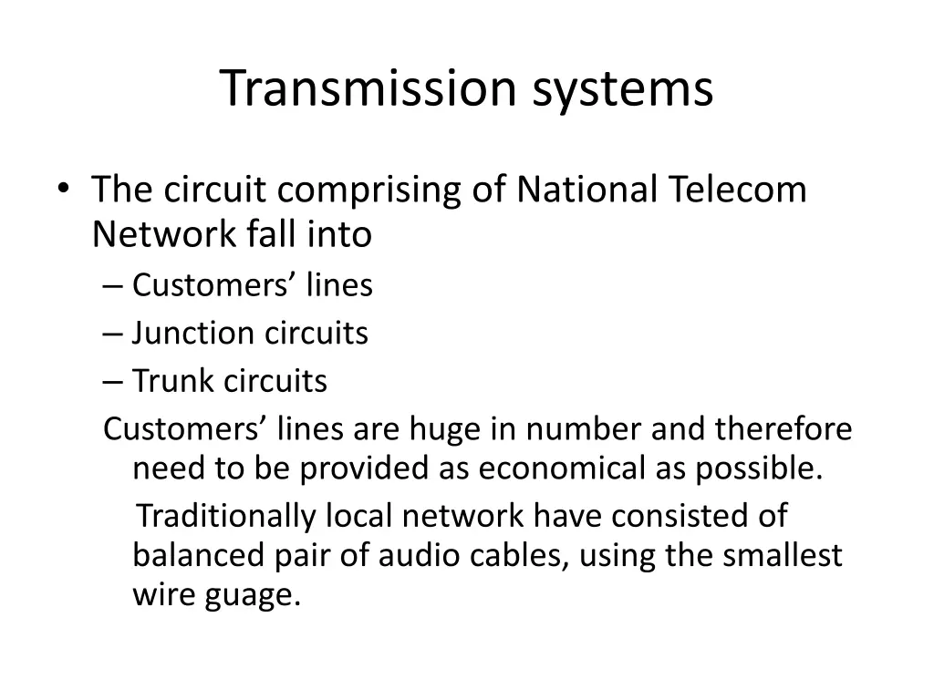 transmission systems