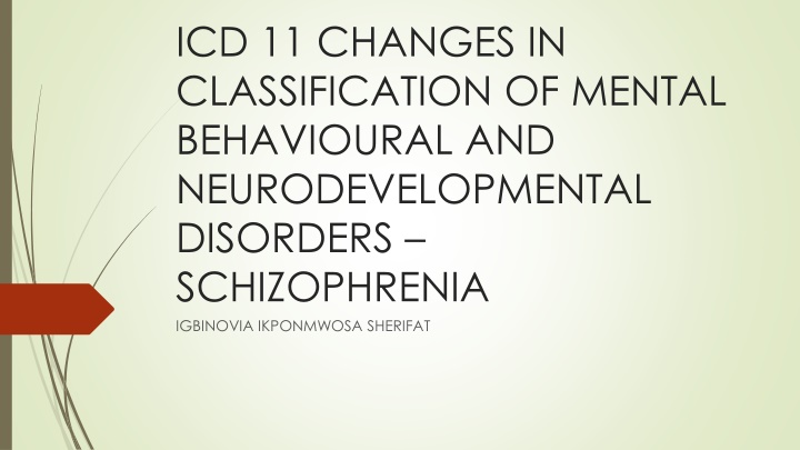 icd 11 changes in classification of mental