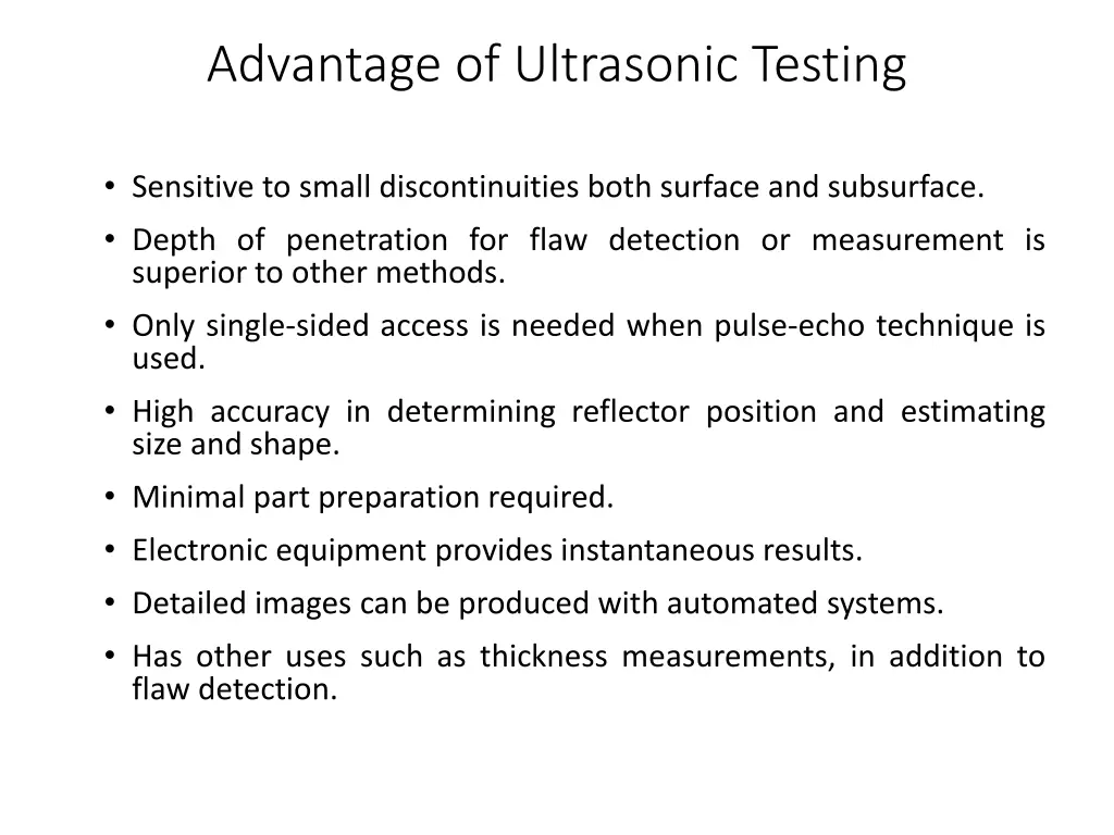 advantage of ultrasonic testing