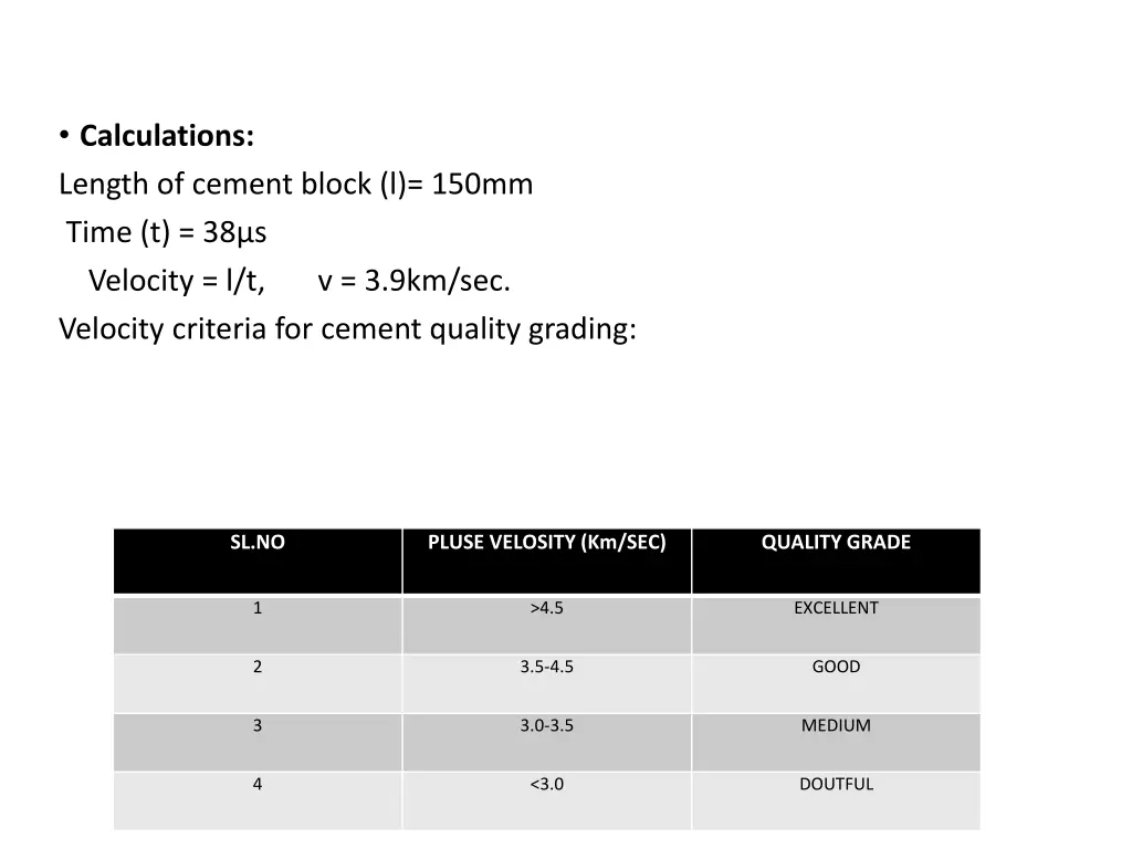 calculations length of cement block l 150mm time