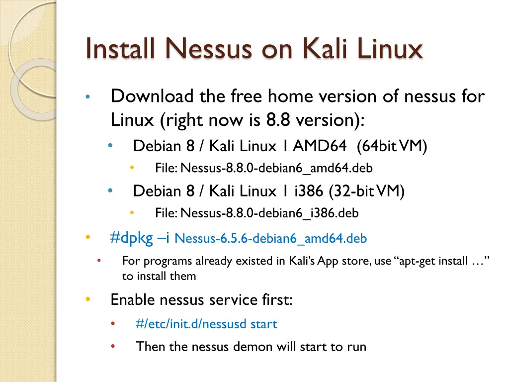 install nessus on kali linux